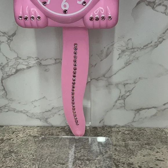 Jeweled Pink Satin Kit-Cat Klock clock SUPER RARE - Picture 4 of 7